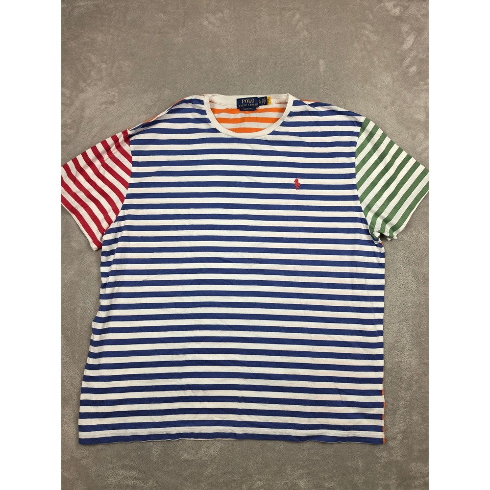 Polo Ralph Lauren T-Shirt Mens XL Multi Color Striped Colorblock Classic Fit